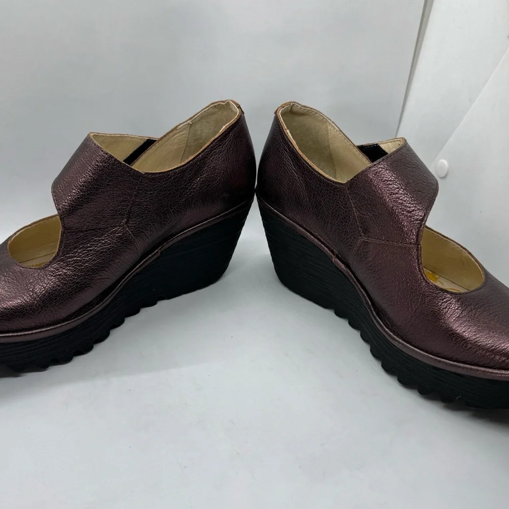Fly London Metallic Mary Janes Sz 7.5 - Picture 5 of 13